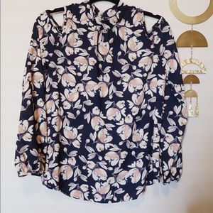 Cold Shoulder Long Sleeve Floral Top